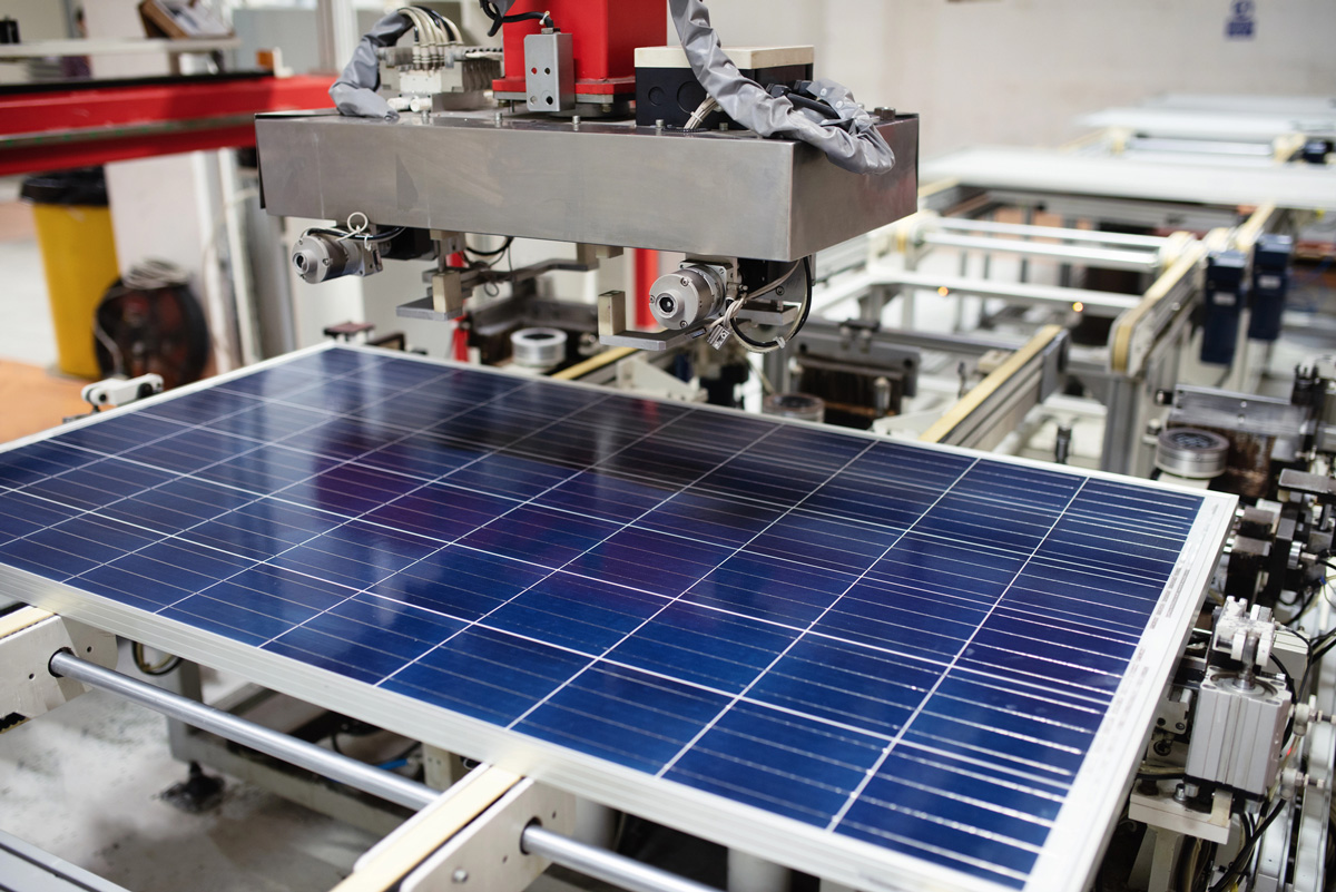 Factory manufacturing solar panels